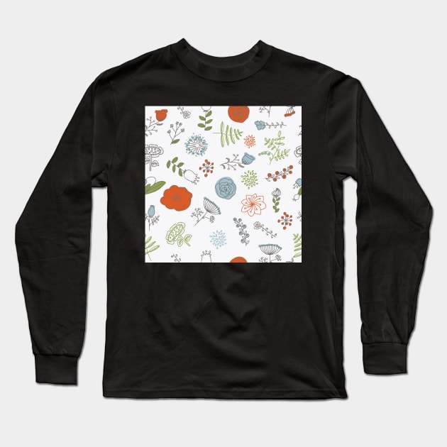 Elegance Seamless pattern with flowers, vector floral illustration in vintage style Long Sleeve T-Shirt by Olga Berlet